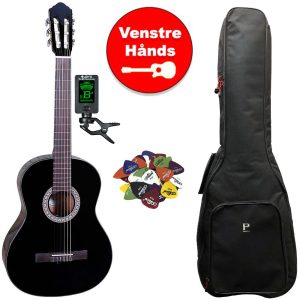 Santana B8 v2 Venstrehånds Klassisk 4/4 Guitar pakke - Sort